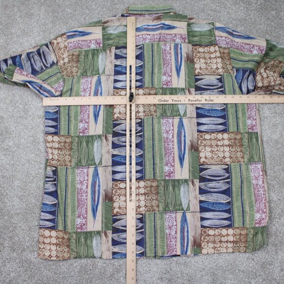 Tori Richard AOP Shirt Mens 2XL XXL Blue/Green Leaves All Over Print Cotton Lawn - Picture 8 of 11